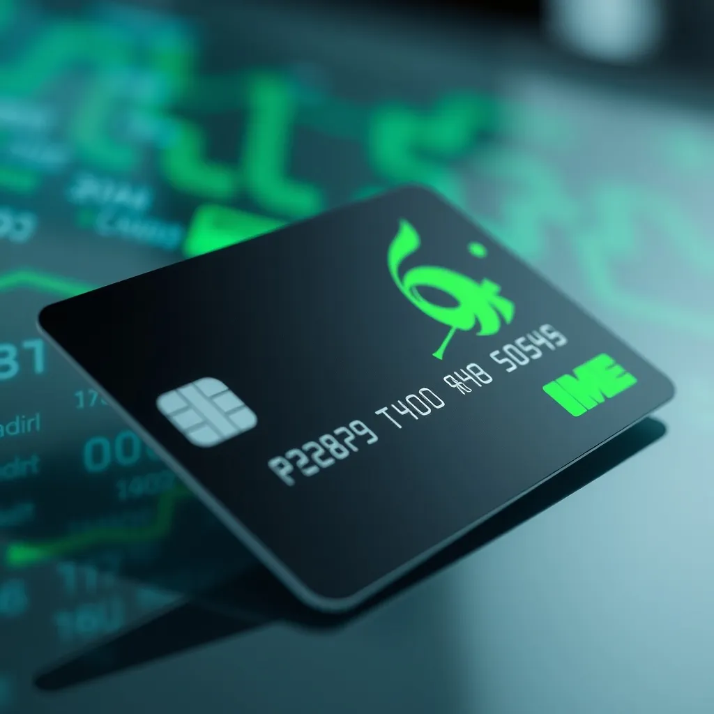 A close up of a modern sleek black and neon green prepaid de