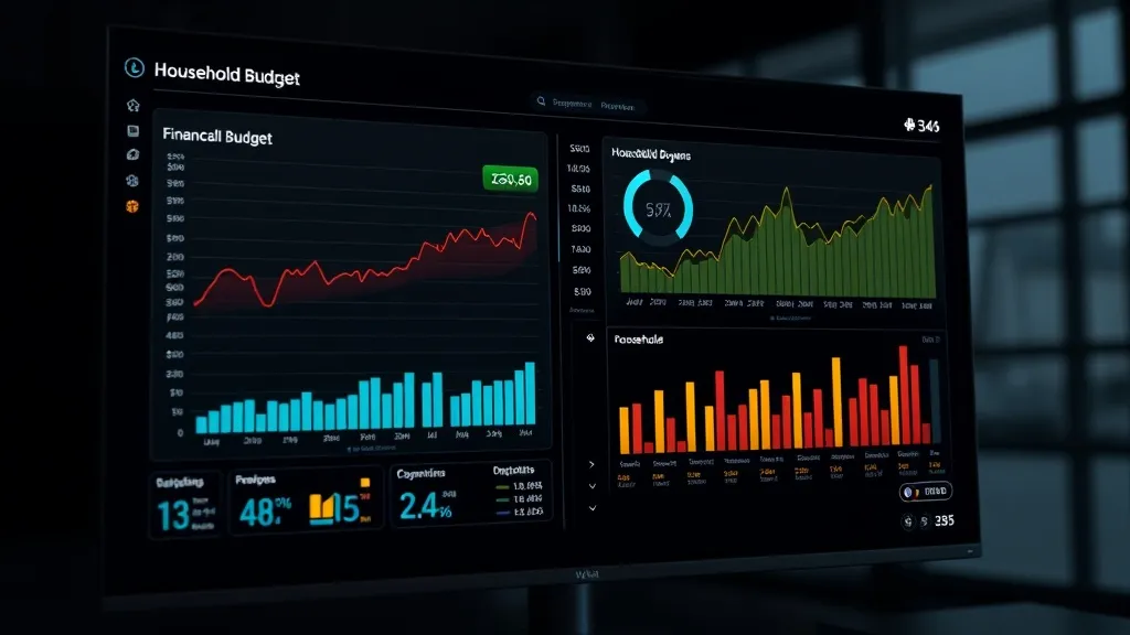 A high-tech digital interface showing financial charts and h